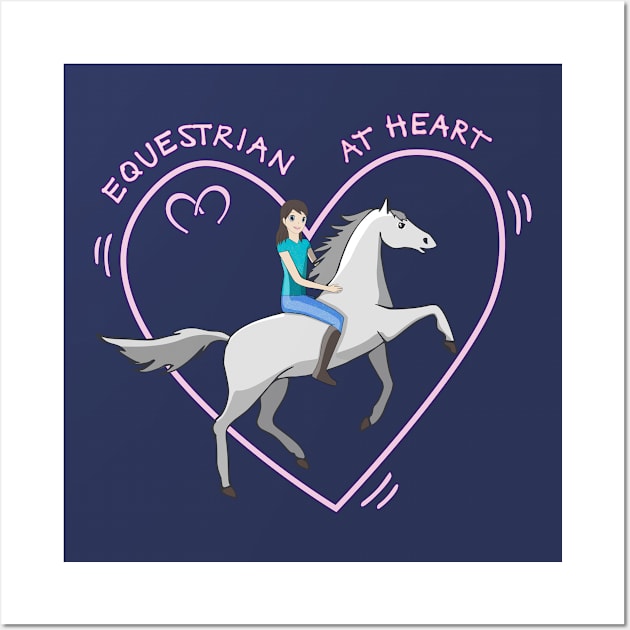 Cute Equestrian at Heart Girl and Horse Love Anime Wall Art by French Salsa